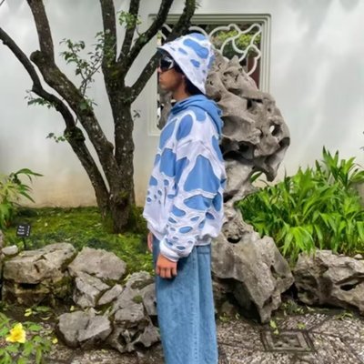 100 Cotton Hoodies For Men Terry Cut Raw Hem Embroidery Applique Sun Faded Acid Wash - Image 5
