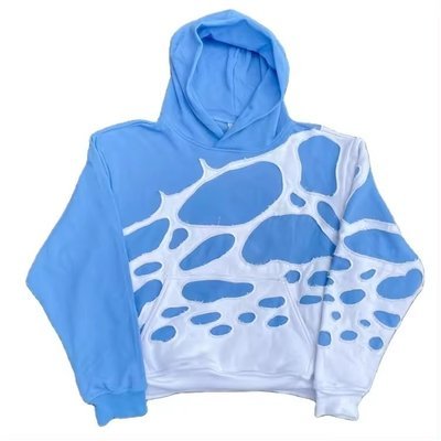 100 Cotton Hoodies For Men Terry Cut Raw Hem Embroidery Applique Sun Faded Acid Wash