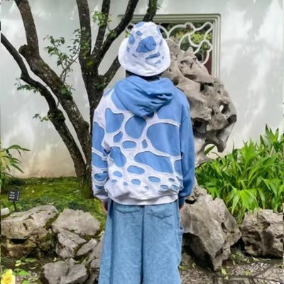 100 Cotton Hoodies For Men Terry Cut Raw Hem Embroidery Applique Sun Faded Acid Wash - Image 6