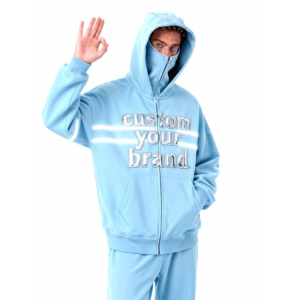 Autumn/Winter Fashion Zip up Hoodie Double Hat Ninja Mask Balaclava Embroidered Outwear for Men Women Solid Color New Design