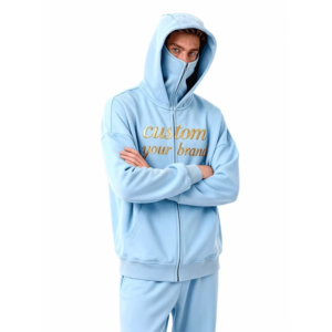 Balaclava Men Hoodie Warm Zip up Sweatshirts Hooded Fleece Jackets Windproof Outfits Streetwear Oversized