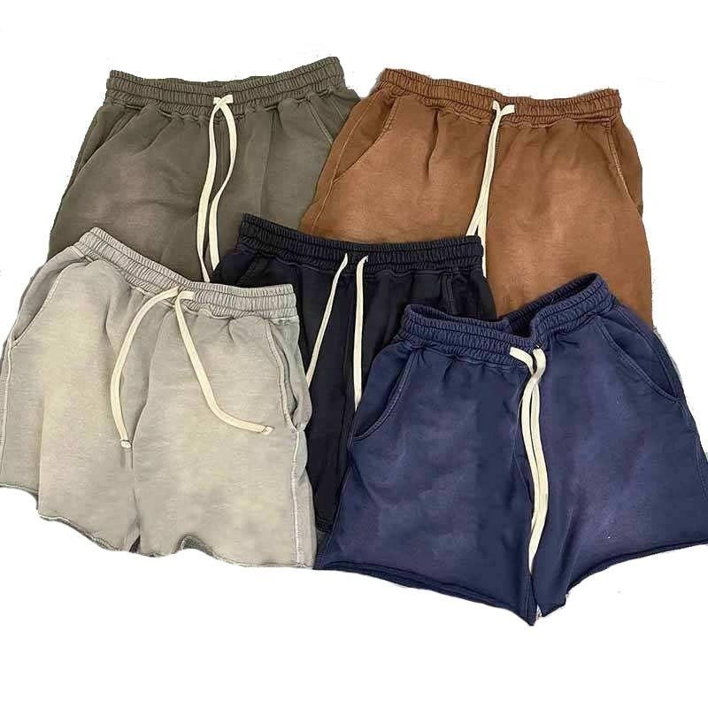 Black Boyfriend Vintage Acid Wash Shorts Raw Edge Heavy Cotton French Terry Fleece Sweat Shorts Men'S Run - Image 5
