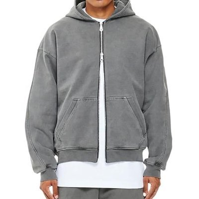 Breathable Custom Logo Men's 100% Cotton Hoodie French Terry Zipper Up Oversized