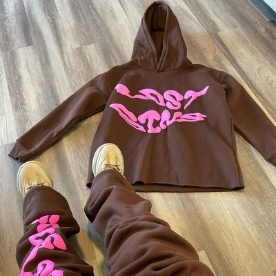 Cricket Cotton Tracksuit Custom Men'S Hoodie Set Puff Print Stacked Flared Pants - Image 7