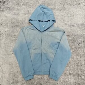 Custom 2025 Streetwear Heavyweight Rhinestone Hoodie Unisex Blank Vintage Sun Faded Acid Wash Zip Up Oversized Hoodies
