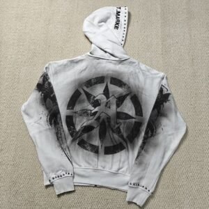 Custom 3D embroidery Dirty Washed DTG Print 500 Gsm Vintage Hoodies Boxy Fit Rhinestones French Terry Cotton Zipper Hoodie