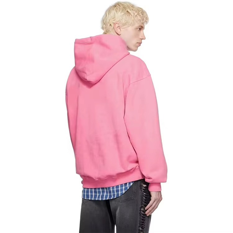 Custom Blank Unisex Premium Graphics Hoodies Oversized Heavyweight 500 Gsm Pullover Luxury pink 100% Cotton Hoodie for Men - Image 2