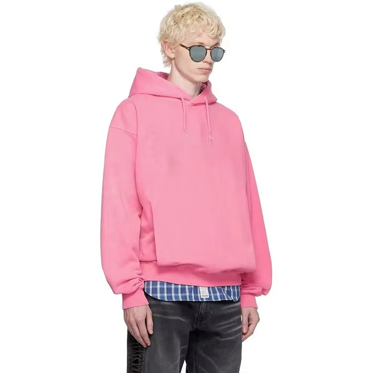 Custom Blank Unisex Premium Graphics Hoodies Oversized Heavyweight 500 Gsm Pullover Luxury pink 100% Cotton Hoodie for Men - Image 3