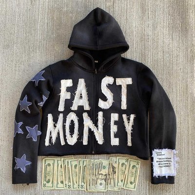 Custom Distressed Patch Embroidery Vintage Applique Men's Cropped Stone Acid Washed Hoodie - Image 5