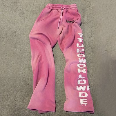 Custom Flare Sweat Pant Relaxed Trousers Sun Faded Puff Print Bootcut Acid Wash Flared Sweatpants - Image 4