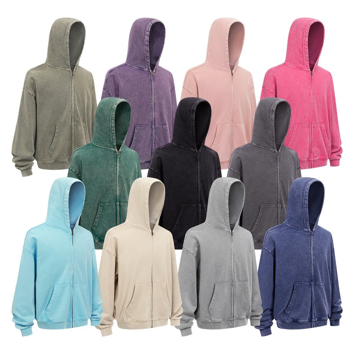 Custom French Terry Vintage Heavyweight Embroidery Patch Oversized DTG Printing Sun Faded Acid Washed Men Hoodie MOQ10 - Image 2