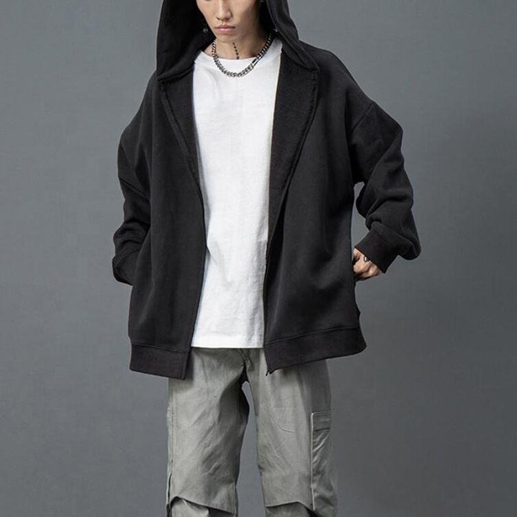 Custom High Street Men's Oversize Full Zip up Hoodies Drop Shoulder Jackets Loose Style Plus Size Hoodie - Image 6