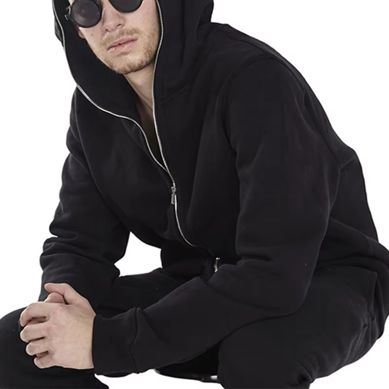Custom Logo Oem New Design 100% Cotton Pullover Solid Full Zip up Hoodie