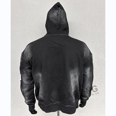 Custom Logo Oversized Boxy Fit Cropped Zip Up Hoodies Heavyweight Vintage Washed Distressed Embroidery Hoodie - Image 3