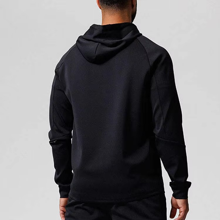 Custom Logo Premium Cotton Polyblend 320 Gsm Heavy Weight Blank Curved Hem Soft Plain Fleece Athletic Fit Sports Men Gym Hoodie - Image 2