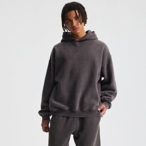 Custom Logo Solid Winter Drop Shoulder Hoodie with Side Pockets Anti-Pilling Heavyweight Fleece