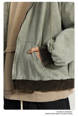 Custom Logo Winter Vintage Fashion Men's Oversized Quilted Cotton Hoodie Jacket Coat - Image 5