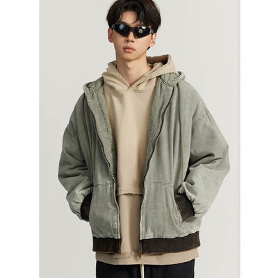 Custom Logo Winter Vintage Fashion Men's Oversized Quilted Cotton Hoodie Jacket Coat - Image 6