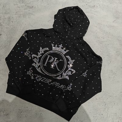 Custom Luxury Diamond Oversized Baggy Boxy Pullover Hoodie Sweatshirt Vintage Streetwear Heavyweight Rhinestone Hoodie for Men