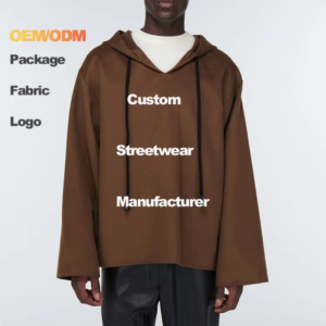 Custom Manufacturers Streetwear Drop Shoulder Oversized Silhouette Drawstring Hood Wide Sleeves Hoodie
