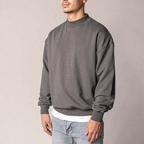 Custom Men Cotton Pullover Sweatshirt Oversized Streetwear Crewneckmock Neck Men's Hoodies & Sweatshirts - Image 6