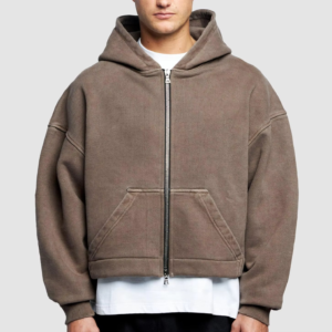 Custom Mens Hoodie 500 Gsm Blank Heavyweight Oversized French Terry Drop Shoulder Cropped Boxy Oversized Full Zip up Hoodie