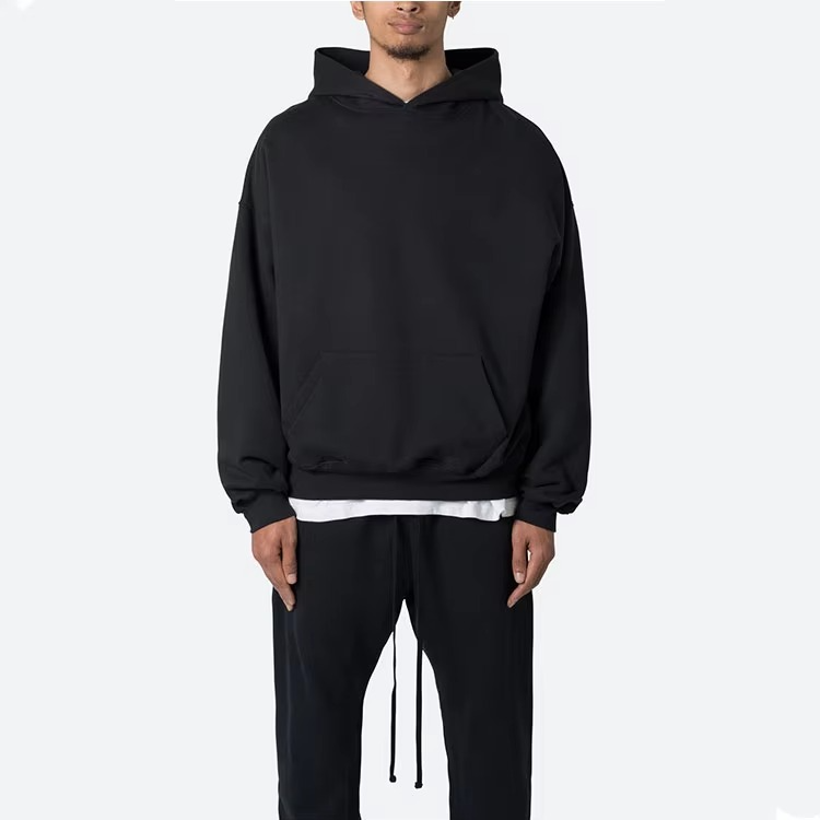Custom Men's Hoodies Heavy Weight High Quality 100% Cotton 360 Gsm Relaxed Fit Dropped Shoulder Pullover Hooded Sweatshirt