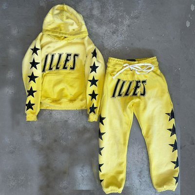 Custom Mens Two-Piece Set Heavyweight Pullover Printed Distressed Vintage Acid Wash Tracksuit