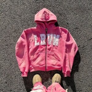 Custom Oversized 500gsm Acid Washed Zip Up Distressed Letter Patchwork Embroidery Hoodies