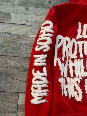 Custom Streetwear 100% Cotton Heavyweight Full Face Zip Up Rhinestone 3d Puff Printing Hoodies - Image 2