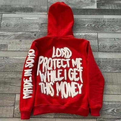 Custom Streetwear 100% Cotton Heavyweight Full Face Zip Up Rhinestone 3d Puff Printing Hoodies - Image 3