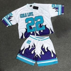 Custom Summer Sports 2 Piece Set Quick Dry Mesh Football T-Shirt Soccer Jersey Set T Shirts and Shorts Set Men