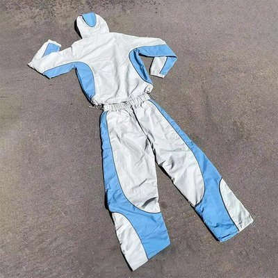 Custom Sweatsuit Embroidery Zip Up Jacket Jogger Sets Color Block Nylon Sweat Pants Windbreaker Tracksuit for Men - Image 3