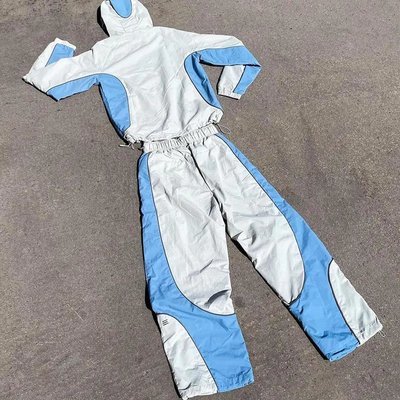Custom Sweatsuit Embroidery Zip Up Jacket Jogger Sets Color Block Nylon Sweat Pants Windbreaker Tracksuit for Men - Image 4