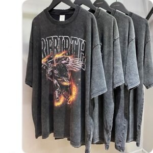 Custom T Shirt Mens Silk Screen Printing Oversized Vintage Distressed Acid Wash Tee S-5XL