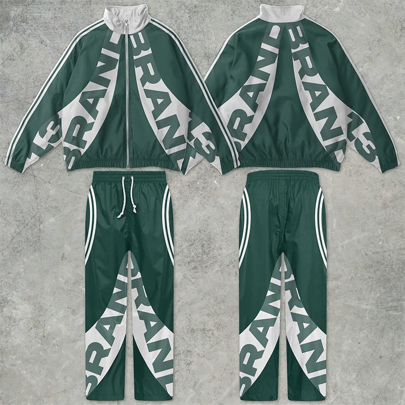 Custom Wind Breaker Set Zipper Polyester Baggy Oversized Windbreaker Jogging Suits Nylon Tracksuits for Men