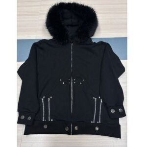 Custom Winter Fleece 100% Cotton Thick Blank Faux Fur Zipper Hoodie with Fur Hood