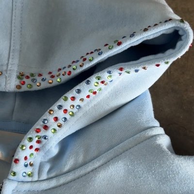 Custom Women Men Unisex 100% Cotton Heavyweight 500 Gsm Silk Screen Printing Oversize Boxy Zip up Rhinestone Hoodie - Image 3