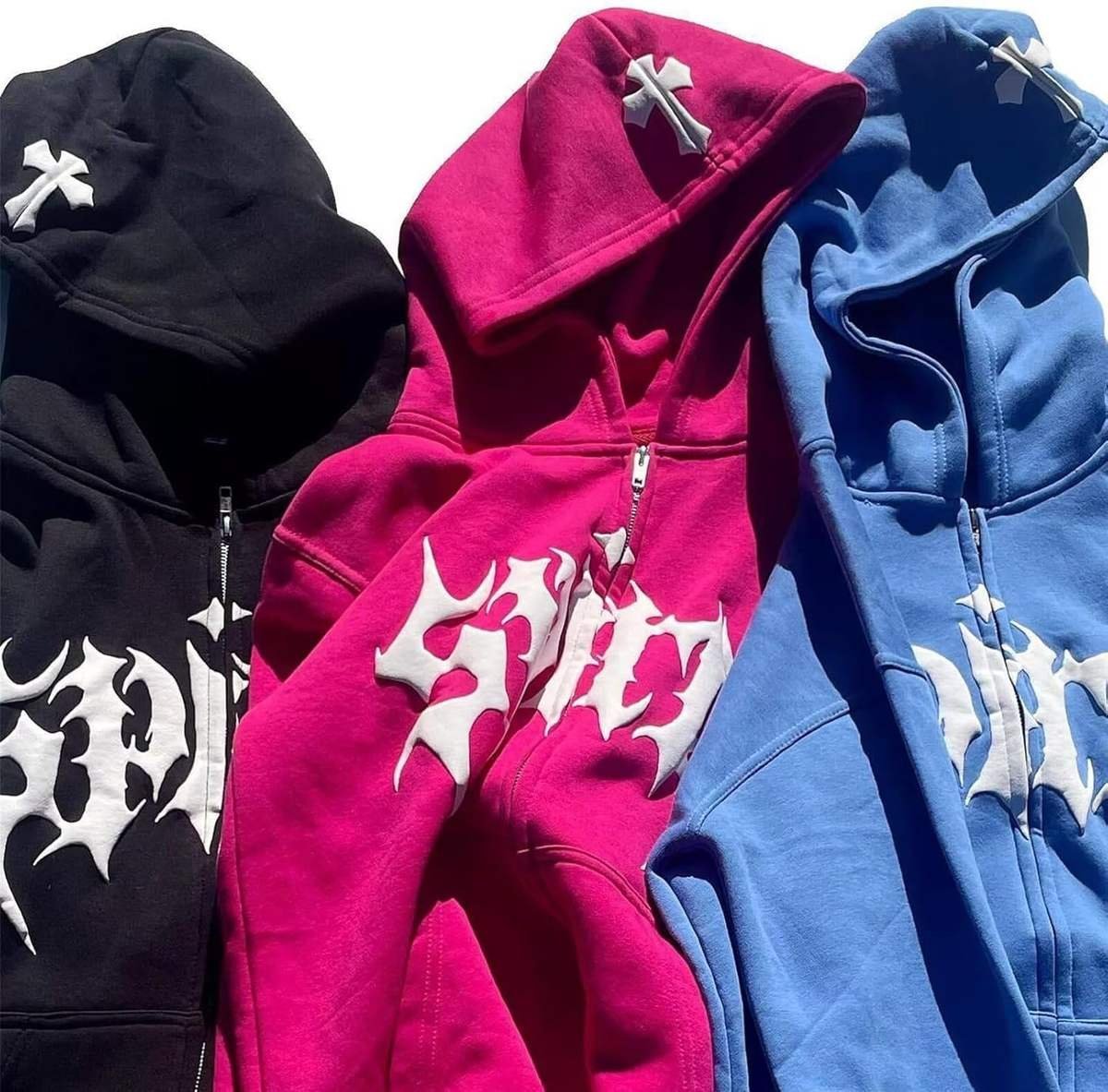 Custom Zip-Up Men's Autumn Oversized 100% Cotton 400Gsm Gothic Heart Pattern Hoodie with Moq10 - Image 5