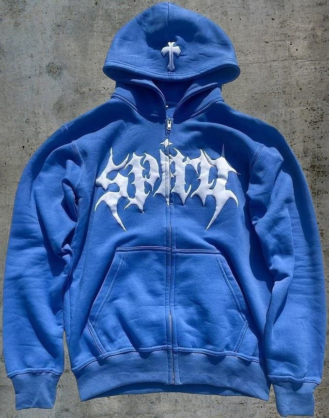 Custom Zip-Up Men's Autumn Oversized 100% Cotton 400Gsm Gothic Heart Pattern Hoodie with Moq10