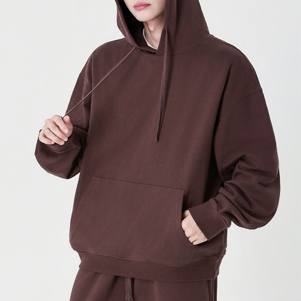 Customizable 350g Cotton Sweatshirts with Hoods Luxury Heavyweight Streetwear Solid Color Hooded Sweatshirt