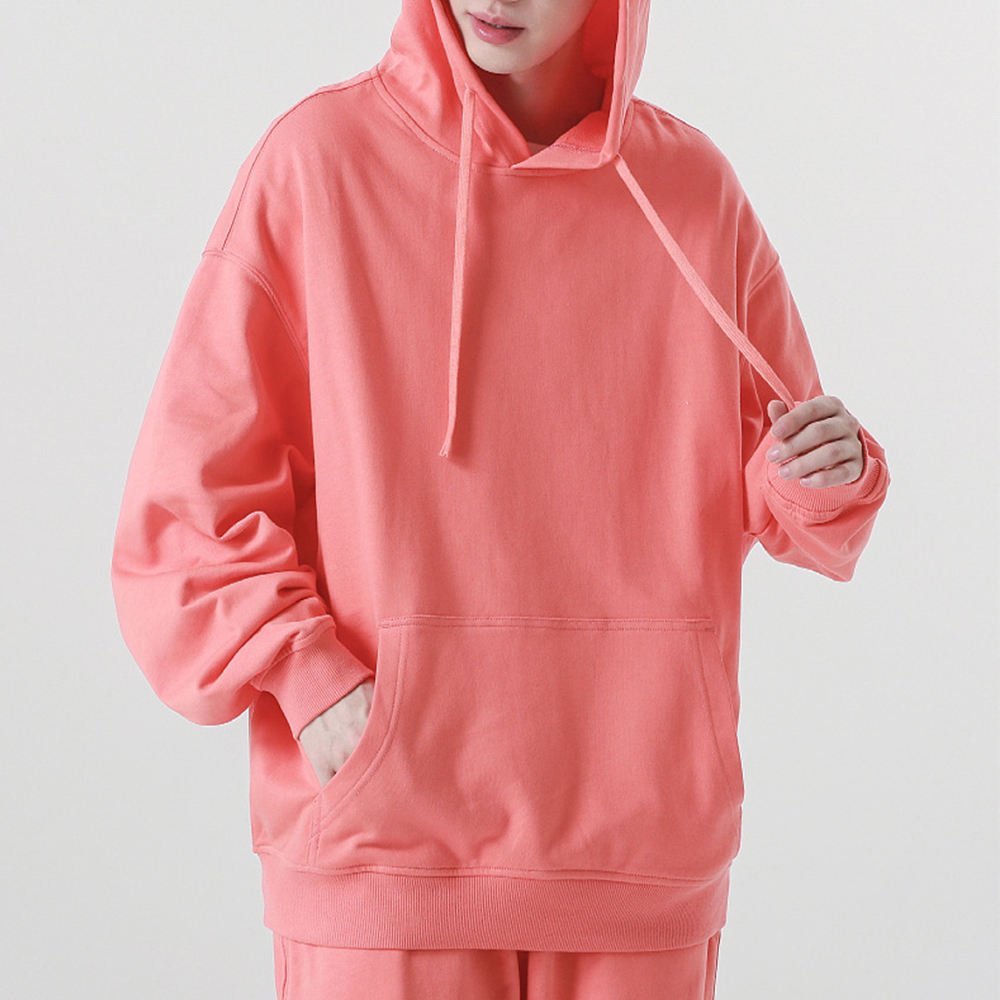 Customizable 350g Cotton Sweatshirts with Hoods Luxury Heavyweight Streetwear Solid Color Hooded Sweatshirt - Image 2