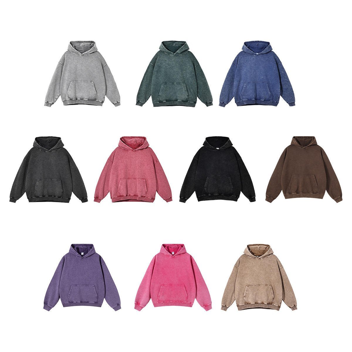 Customized Batik Washed Street Hoodies Cotton Drop Shoulder Vintage Acid Wash Men Hoodie - Image 5