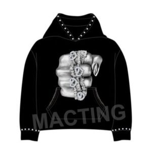 Design Your Brand Logo Streetwear 100% Cotton 500 Gsm Heavyweight Boxy Cropped Rhinestone Hoodie Custom