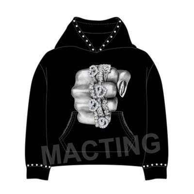 Design Your Brand Logo Streetwear 100% Cotton 500 Gsm Heavyweight Boxy Cropped Rhinestone Hoodie Custom