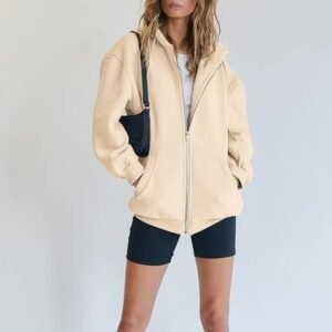 Fall Must Have Custom Oversized Womens Zip Up Hoodie Sweatshirts Drawstring Zip Up