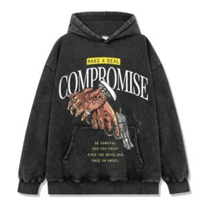 Fashion Heavyweight Street Wear Hoodies for Men Graphic Acid Wash Pullover Hoodies