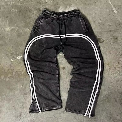 French Terry Fabric Men's Flared Sweatpants with Side Zipper Customized by Manufacturers - Image 3