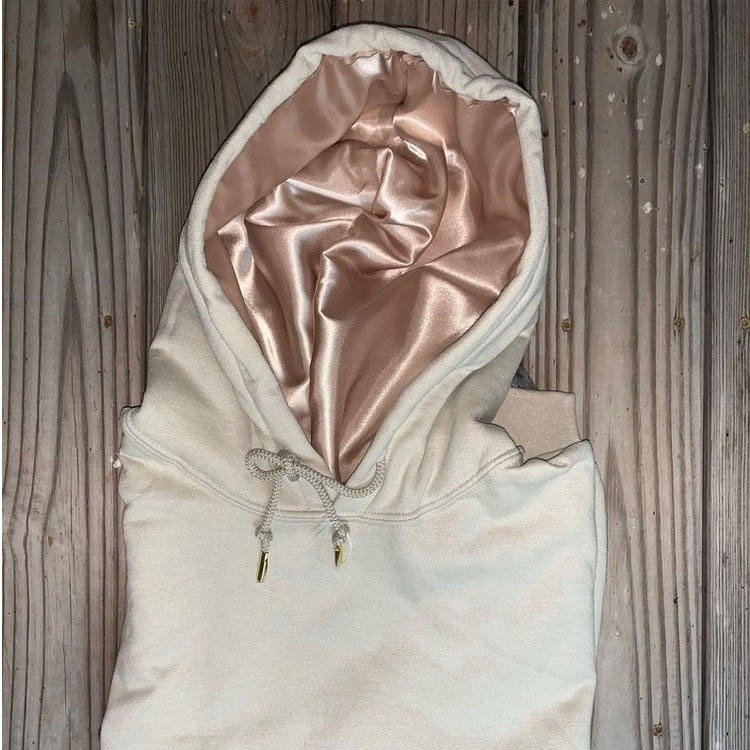 Golf Fleece Lined Hooded Sweatshirt Silk Hoodie Zip Pullover Regular Sleeve Style Satin Lining