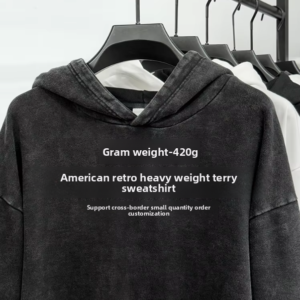 Heavy Weight Cotton Acid Washed Hoodies Blanks Custom Logo Vintage Street Style Sweatshirt Hoodie